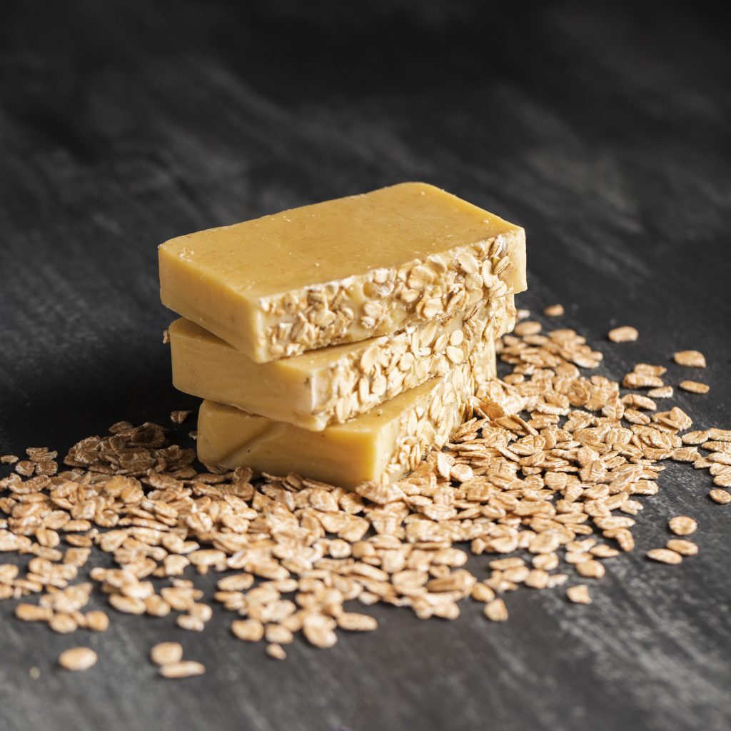 Homemade oat soap for skin whitening