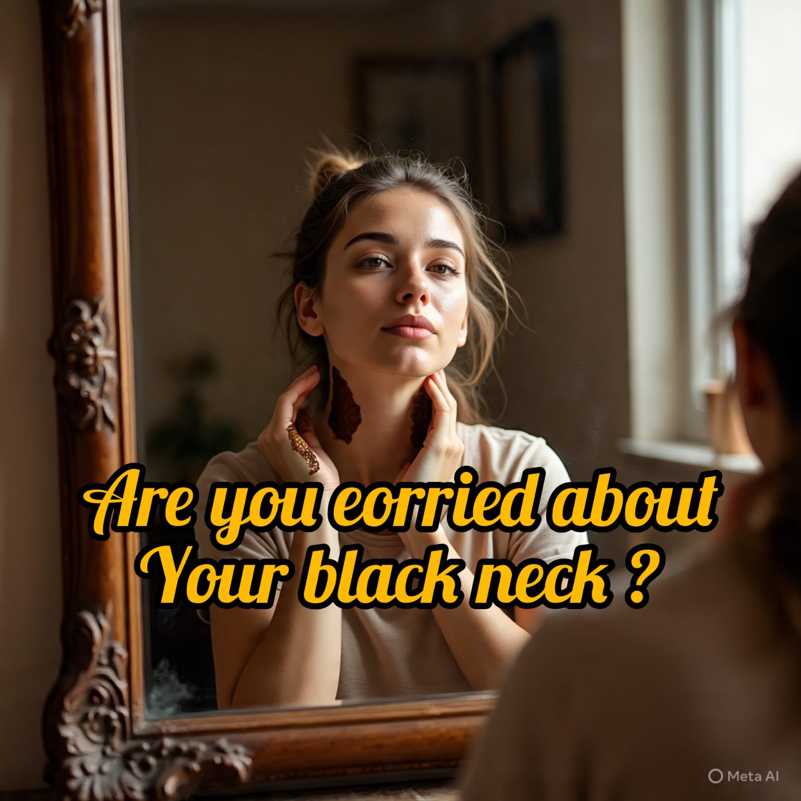 Woman applying natural remedies to get rid of black neck.