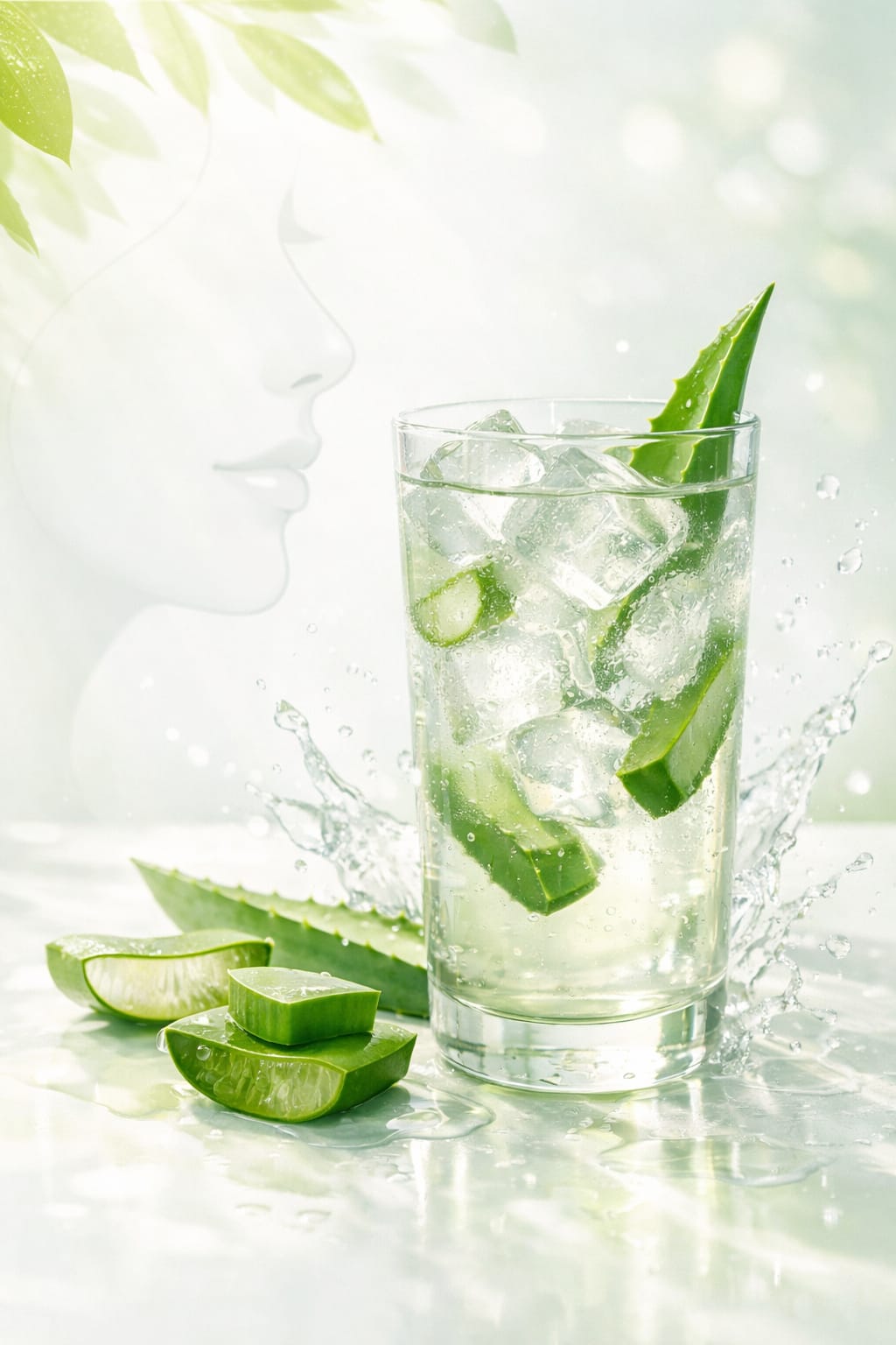 Aloe vera ice cubes for glowing skin.