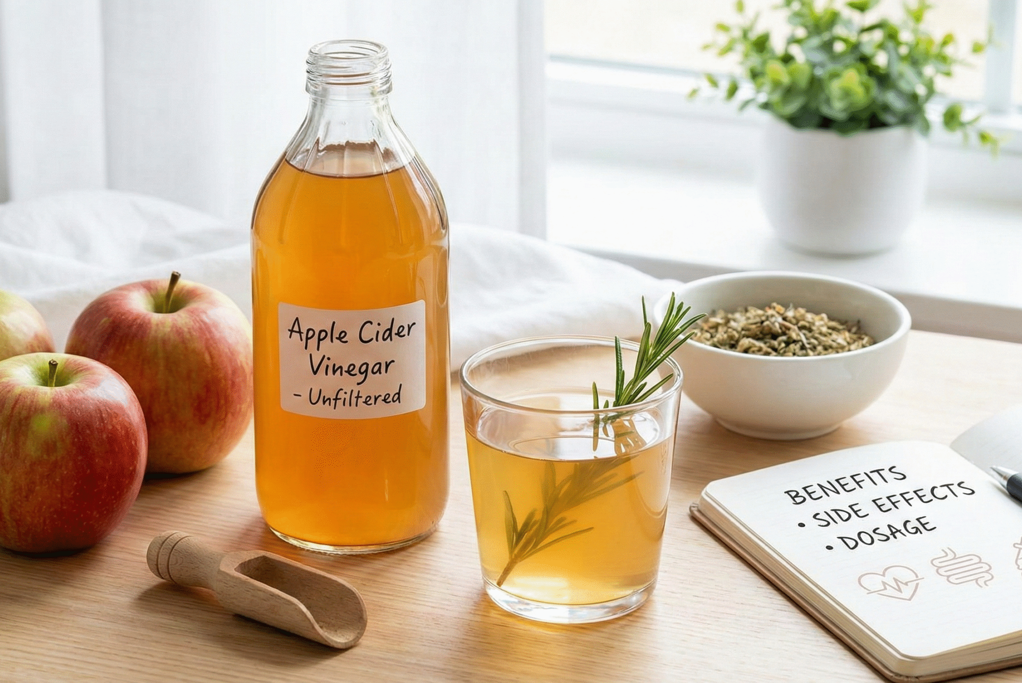 Apple cider vinegar : potential health benefits, side effects and proper dosage
